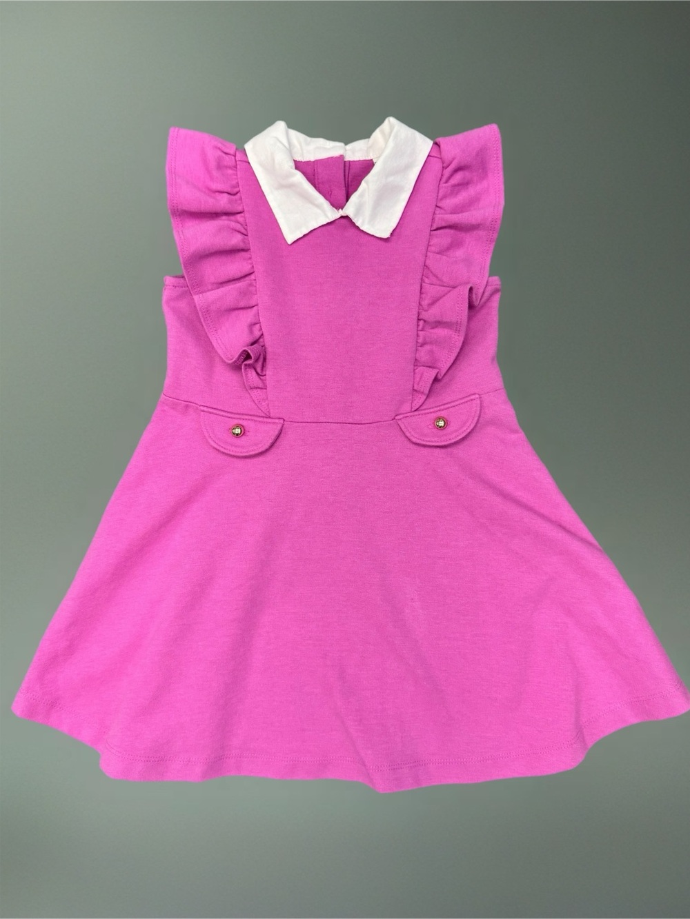 Janie and Jack Pink Mulberry Dress Collard Ruffle Ponte Toddler Girl 2T